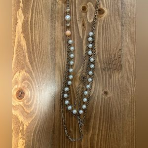 Gold and pearl layered necklace